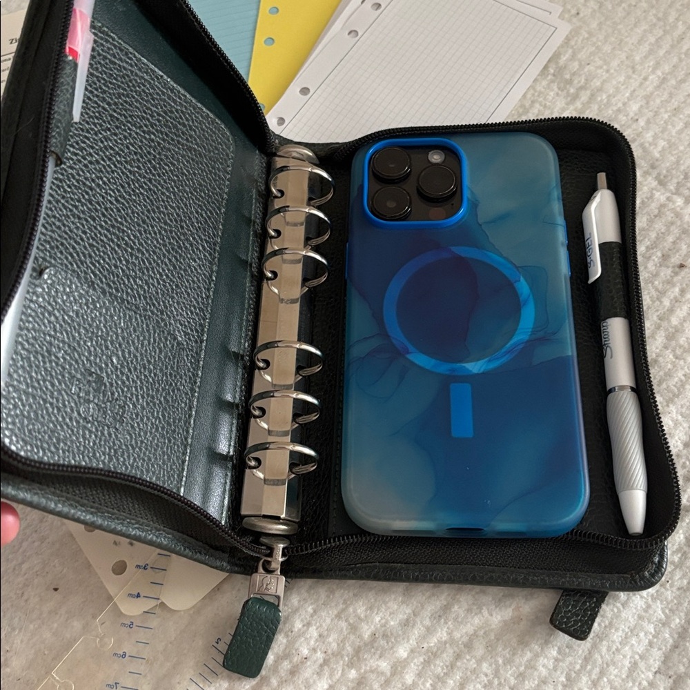 Analog: Franklin Quest All Leather Pocket Zipper Binder +Extras ; Made in USA - Picture 7 of 11